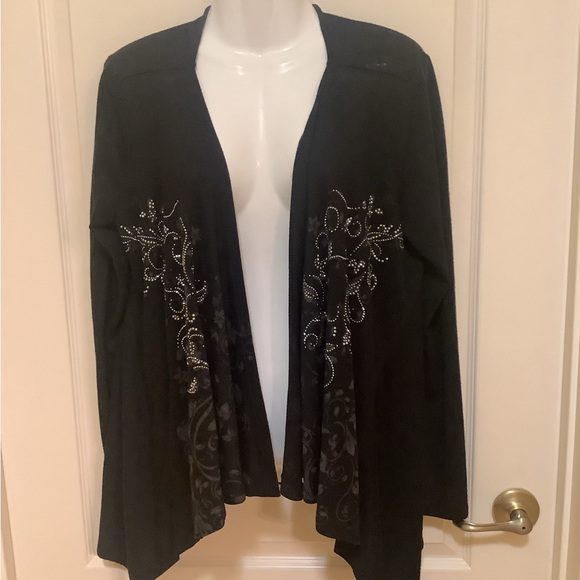 Open beaded Cardigan by VENUS size XL black w silver beading in great sh… - Picture 1 of 6